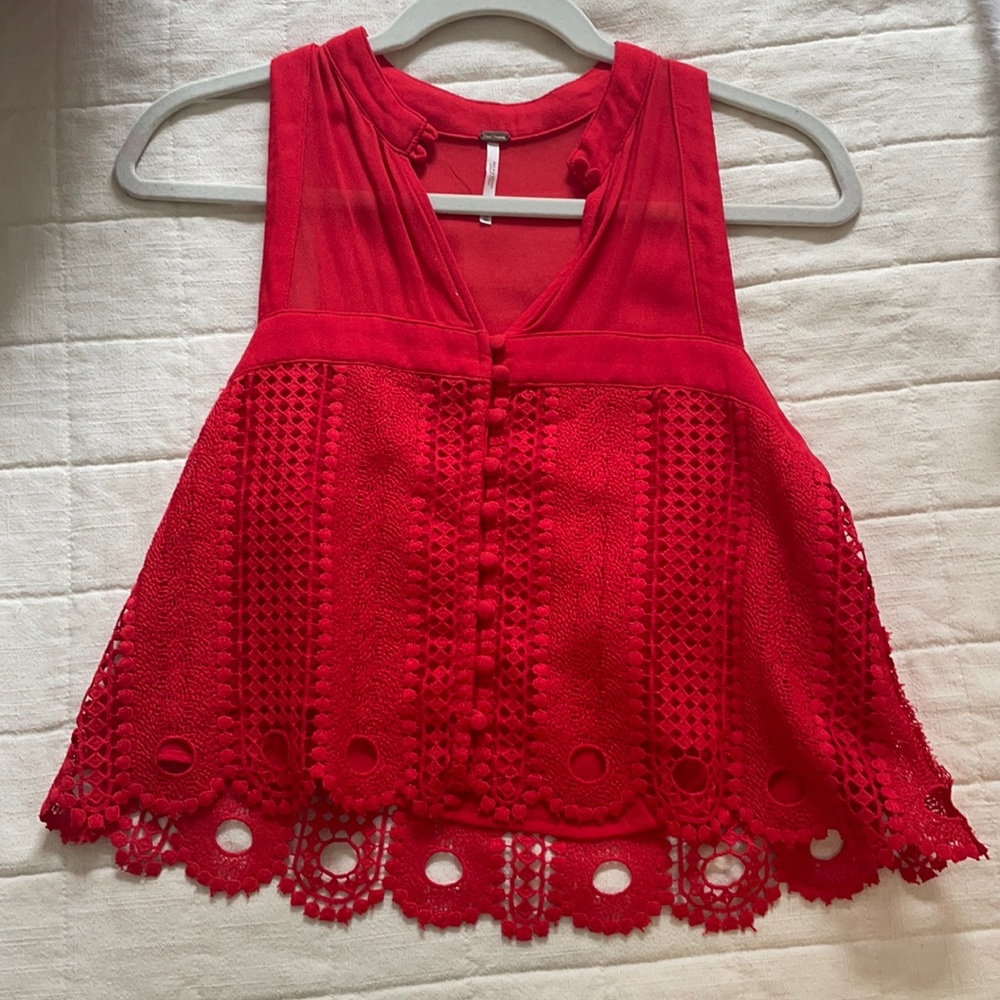 Red Lace Free People Top